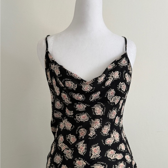 DVF Silk Slip Dress. Black w/ Floral Pattern. Women’s size 8 - Picture 6 of 15